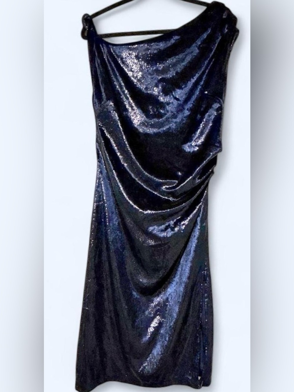 LOFT Draped Midi Dress in Blue Size 14 Like New